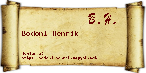 Bodoni Henrik névjegykártya
